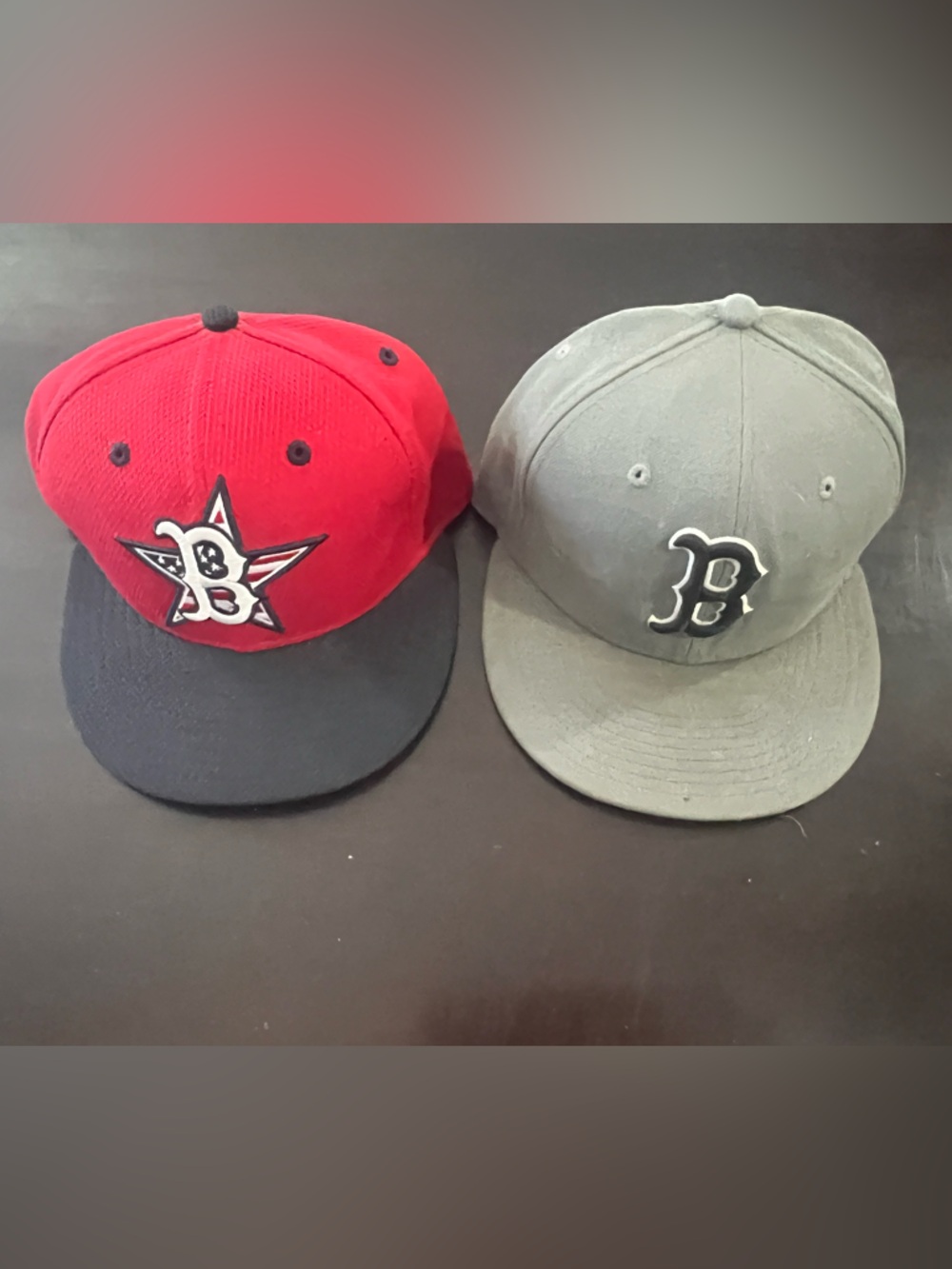 New Era 59Fifty Boston Red Sox Red All-Star & Grey Cap Hat Size 7 1/4 Lot Of 2